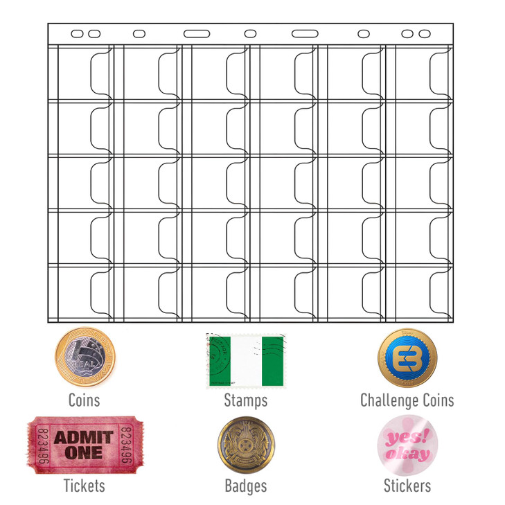 900 Pockets Coin Sleeves 30 Sheets Coin Pages Coin Collecting Supplies with Standard 9 Holes Coin Sheets Plastic for Bin